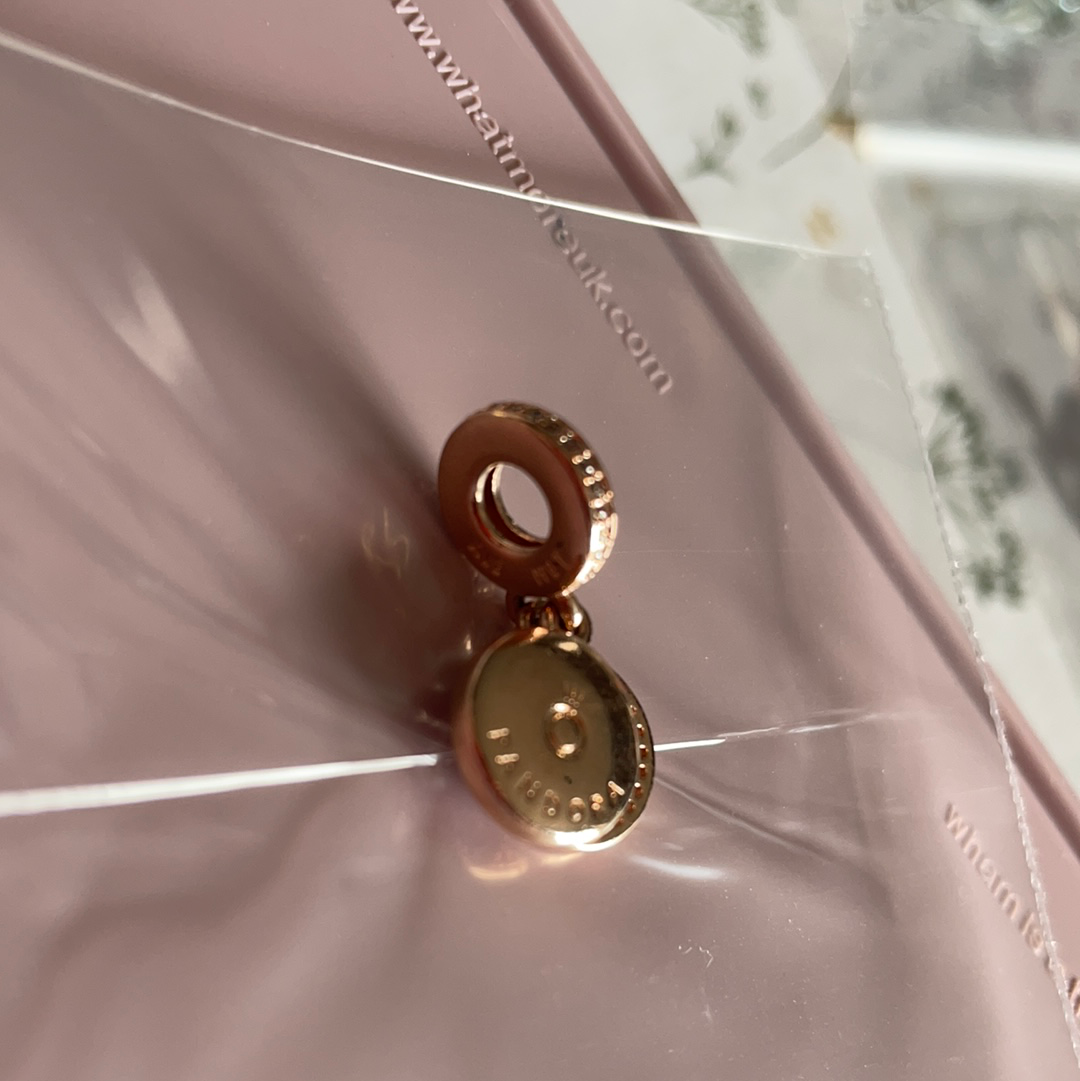 Genuine Pandora Rose Gold Pave Double Circle Pink CZ Dangle Charm