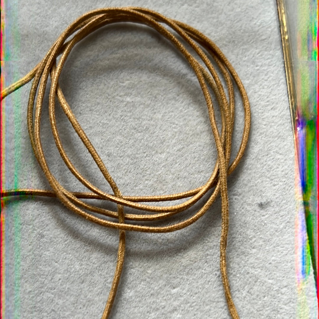 Genuine Pandora Light Tan Leather Lariat String with Solid Gold G585 Ends Rare 90cm