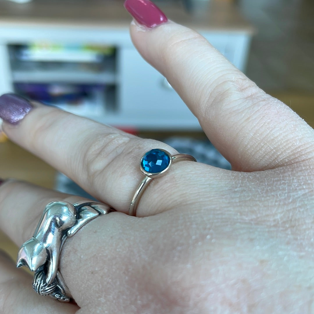 Genuine Pandora Sea Blue 54 Birthstone Ring
