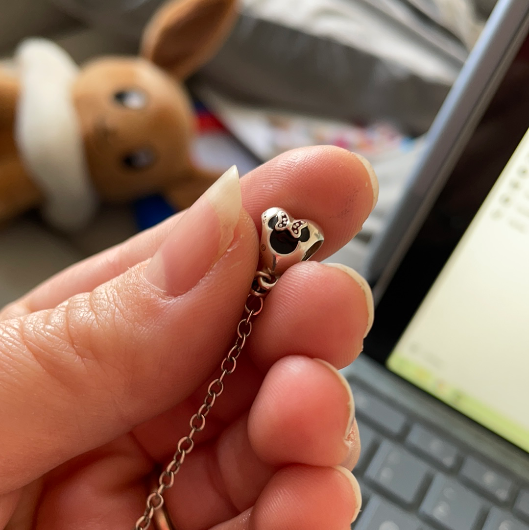 Genuine Pandora Disney Parks Safety Chain with Black Enamel and CZ