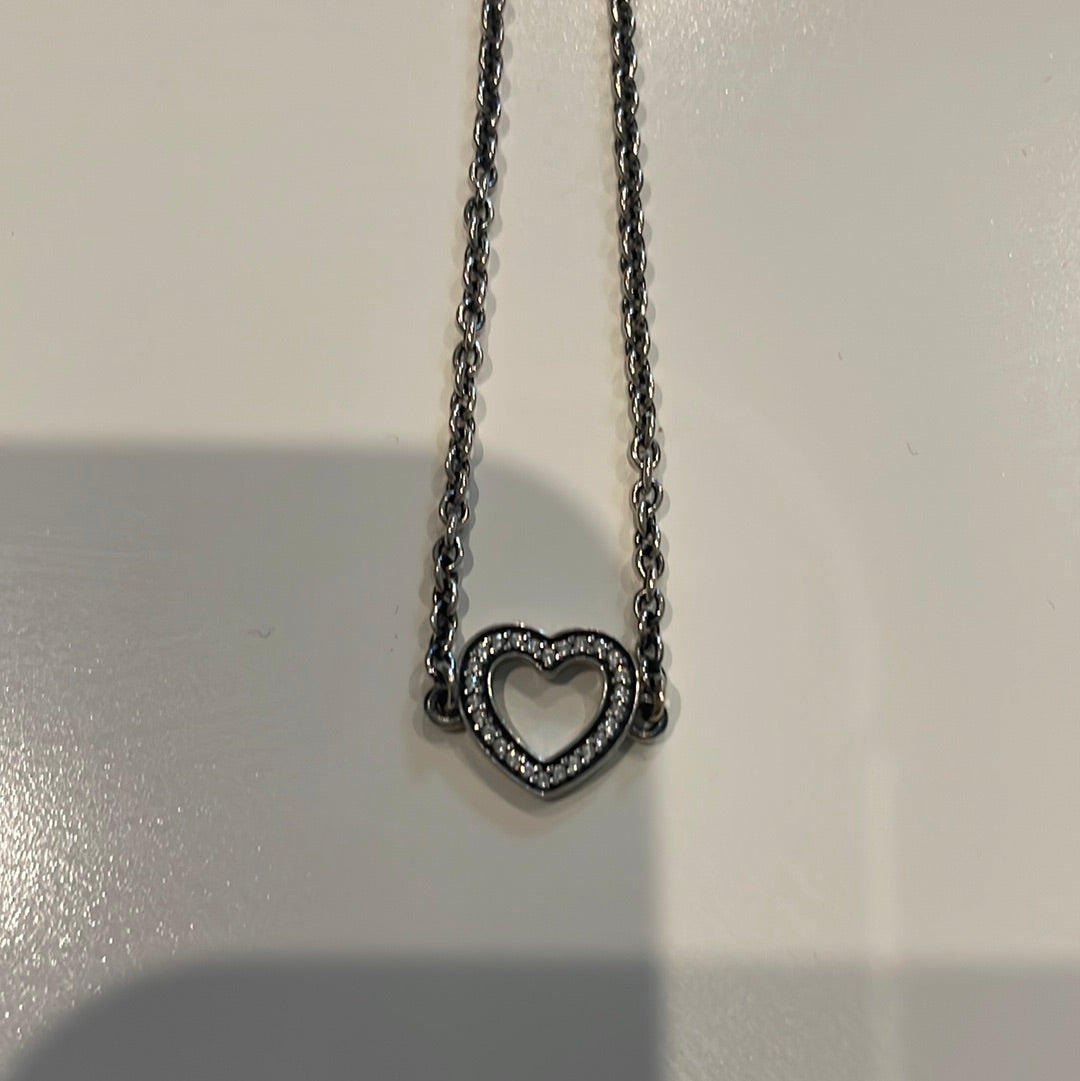 Genuine Pandora Pave Openwork Heart Dainty Adjustable Bracelet Max Extension