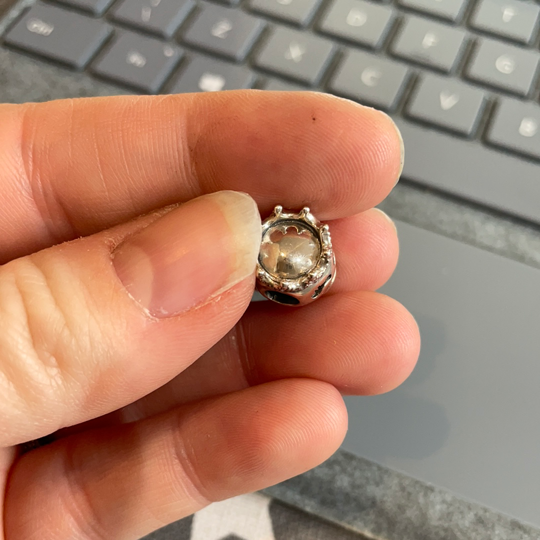 Genuine Pandora Princess Face Emoji Charm with Pave Crown