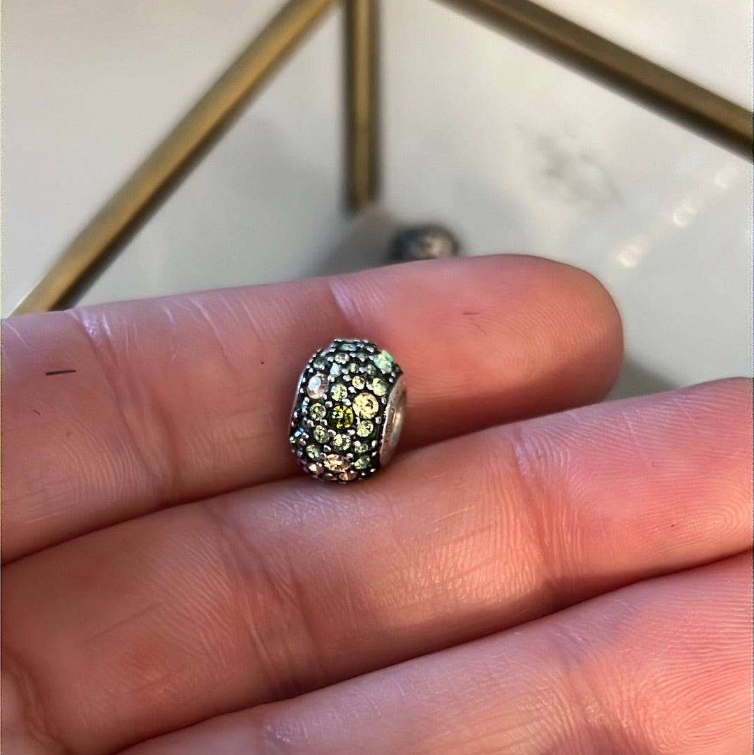 Genuine Chamilia Green and Gold CZ Sparkle pave charm