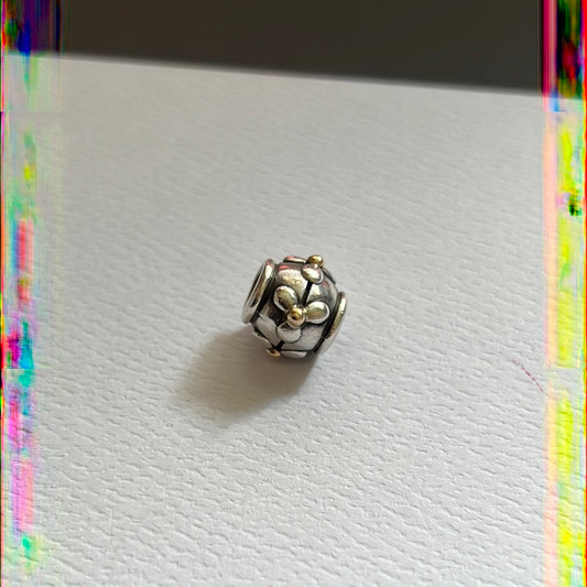 Genuine Pandora HTF RARE Two Tone Cross Flower 79383 Charm