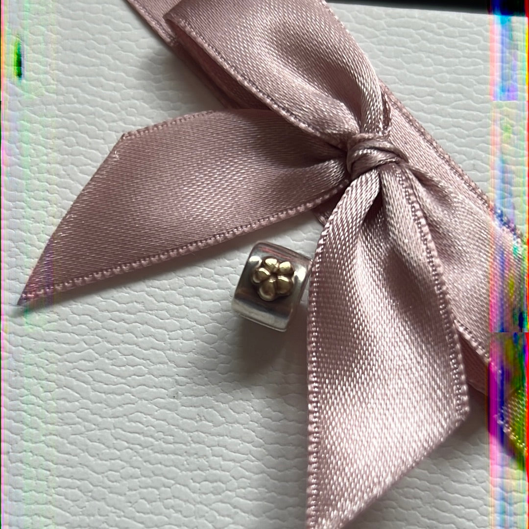 Genuine Pandora Two Tone Rare Flower Gold Clips Pair
