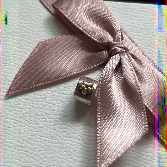 Genuine Pandora Two Tone Rare Flower Gold Clips Pair