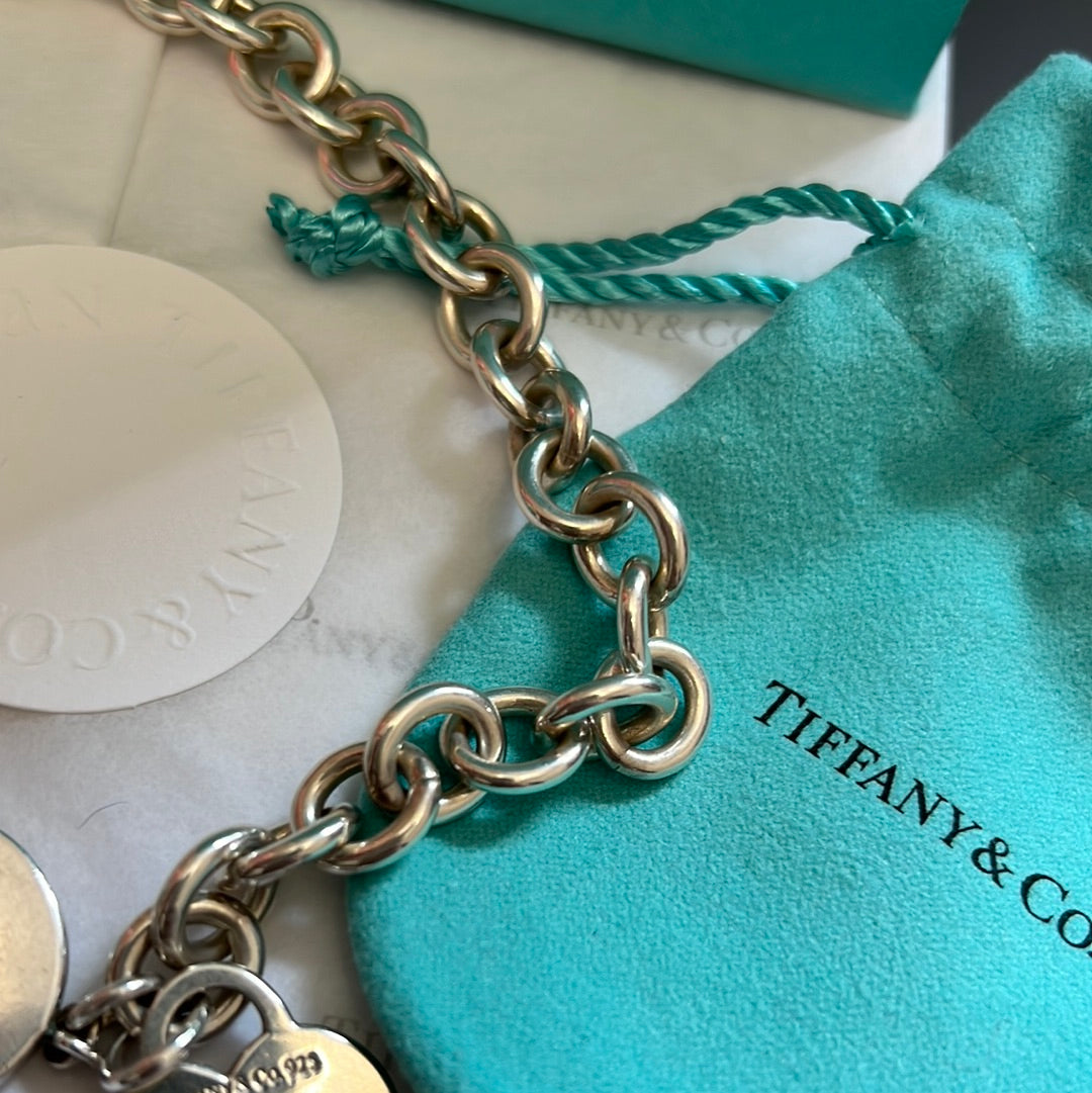 Genuine Tiffany & CO Sterling Silver Large Heart Chunky Toggle Chain Heart Pendant Choker Necklace 43cm