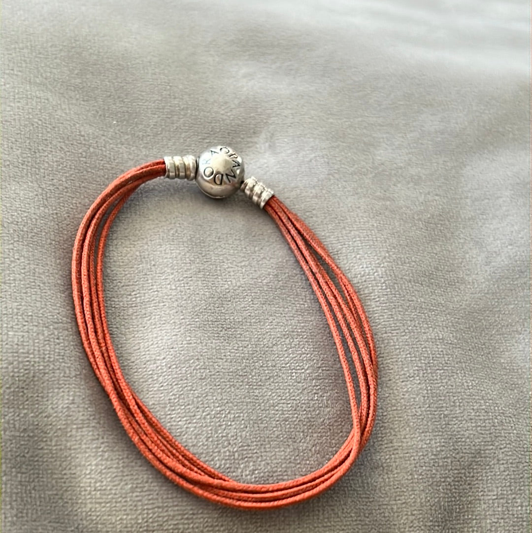 Genuine Pandora Orange String Bracelet 19cm
