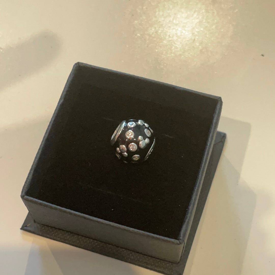 Genuine Chamilia Disney Mickey Mouse Black Enamel Head CZ Ball Charm
