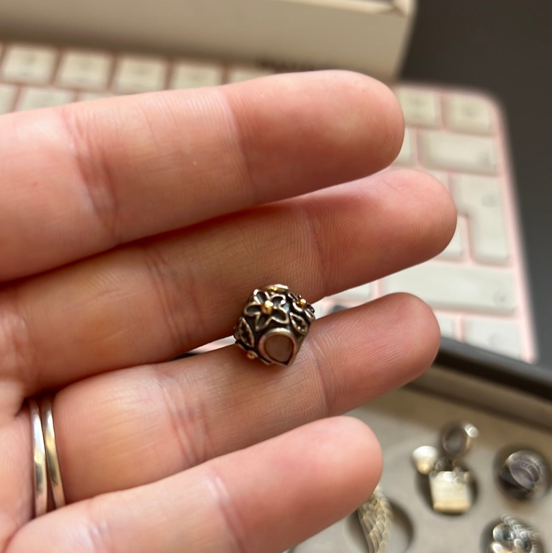 Genuine Pandora Pink Moonstone Charm Dew Drop RARE HTF