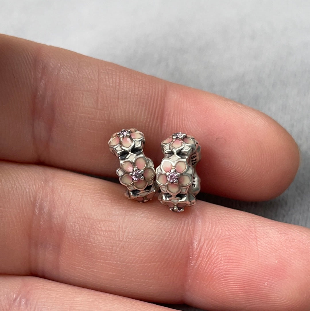 Genuine Pandora Pink Magnolia Flower Bloom Spacer