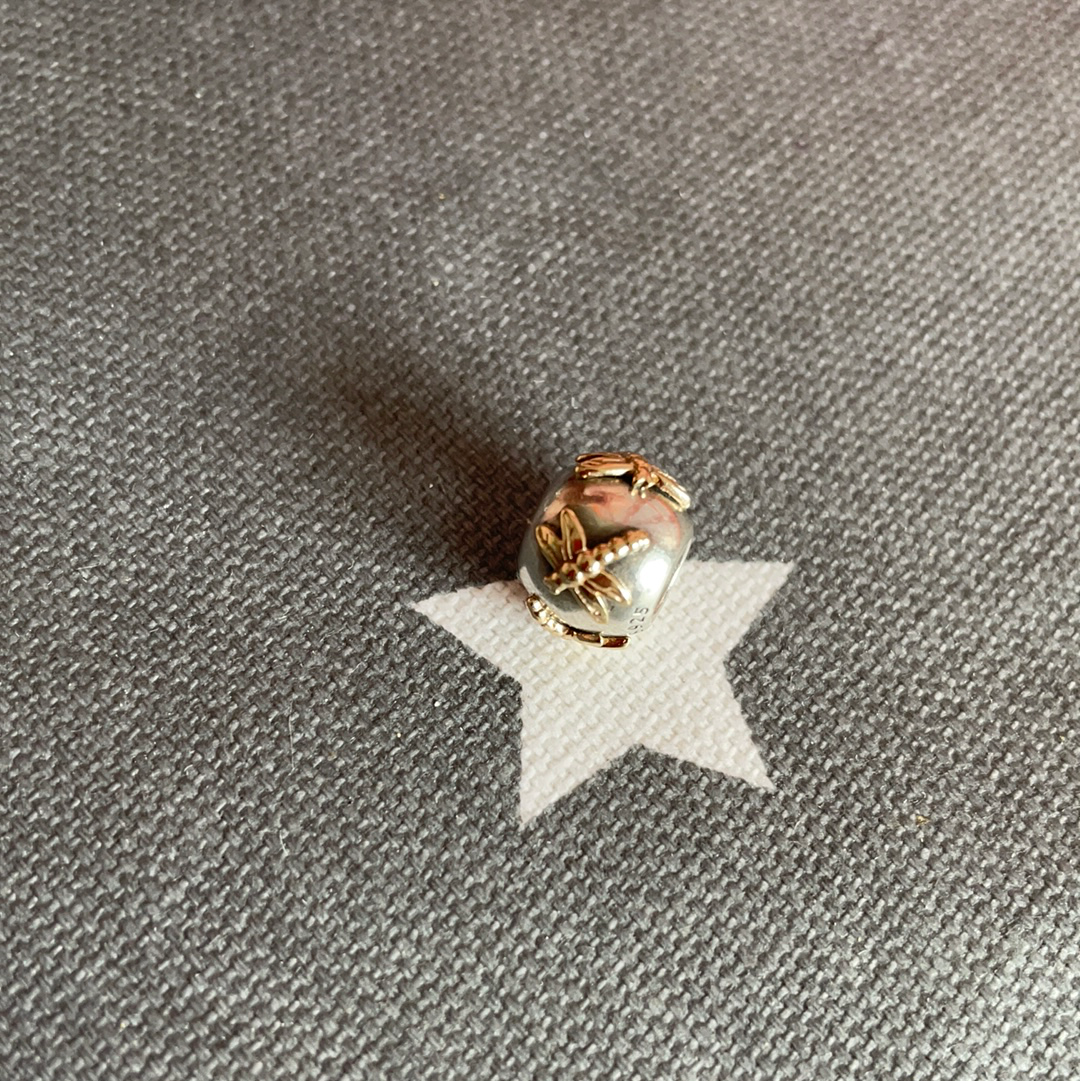Genuine Pandora Rare HTF Two Tone Dragonfly Charm RARE