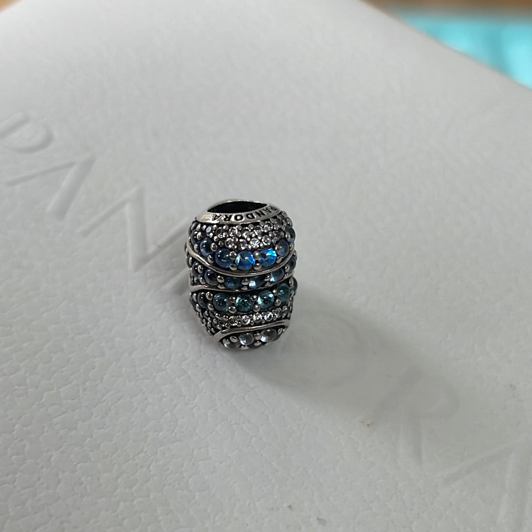 Genuine Pandora Blue and Clear Pave Sparkle Heart