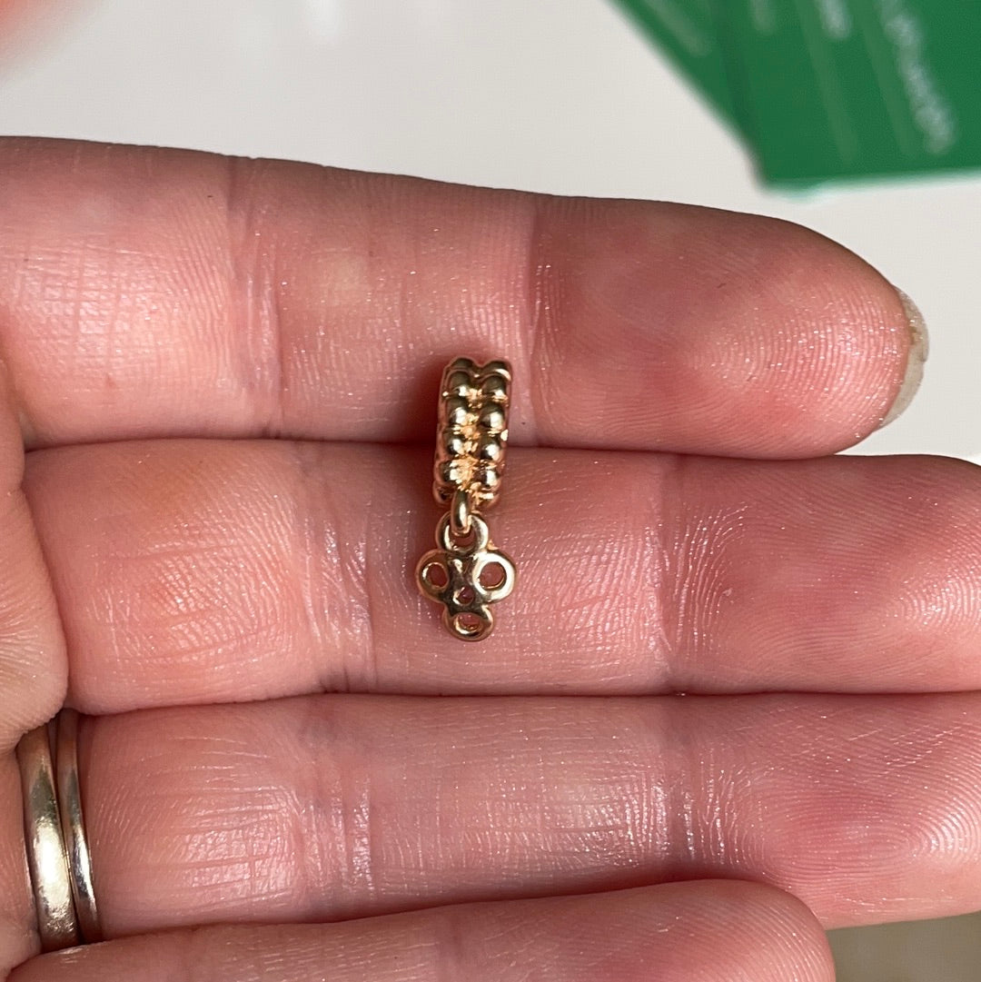 Genuine Pandora Solid 14ct Gold Diamond Posy Flower Dangle Charm HTF