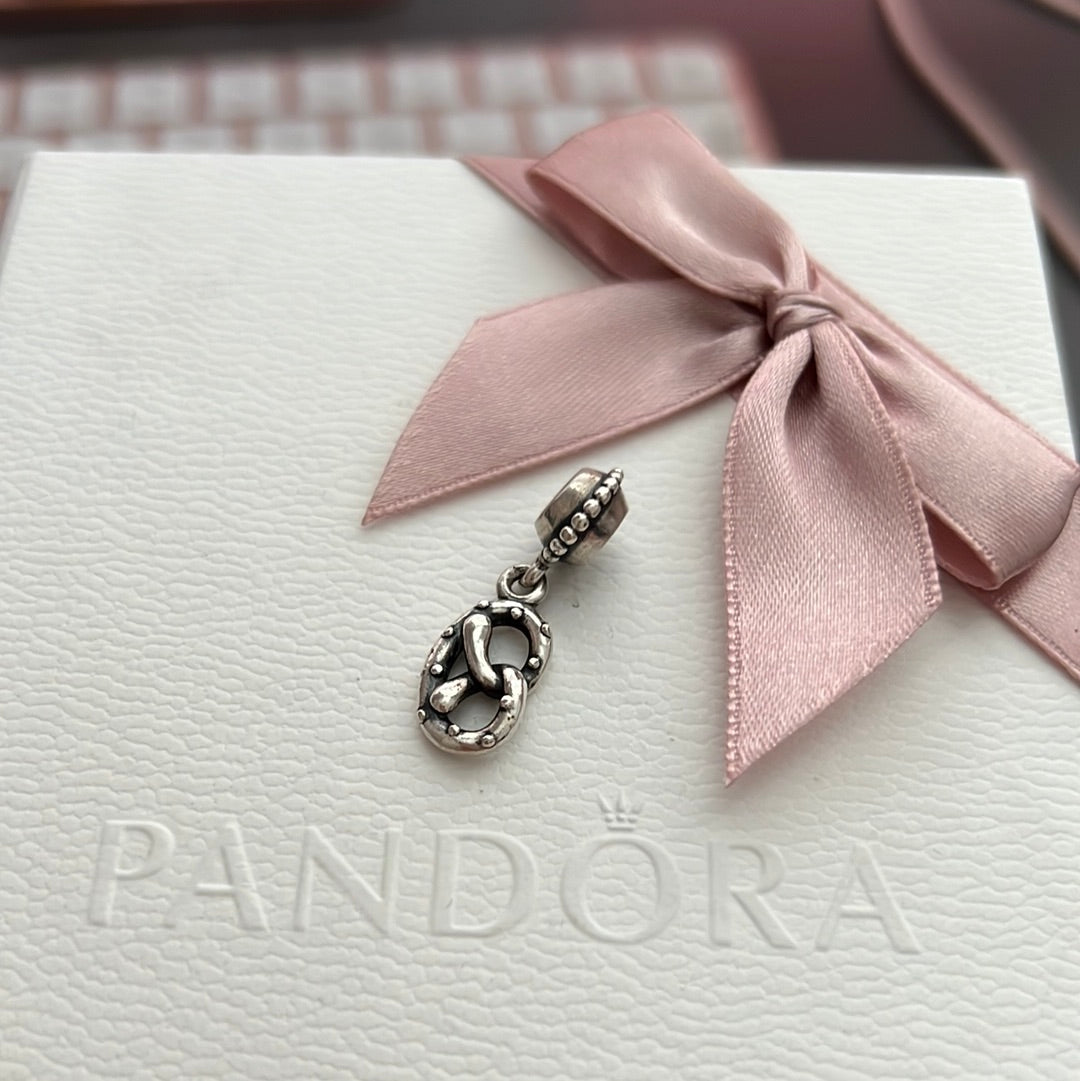 Genuine Pandora Pave Pretzel Food Charm Rare HTF