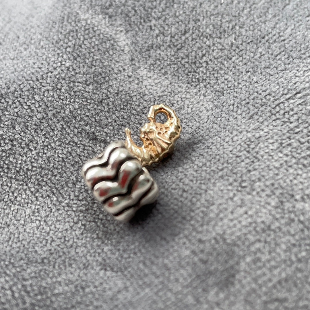 Genuine Pandora Two Tone RARE HTF Seahorse Dangle Charm