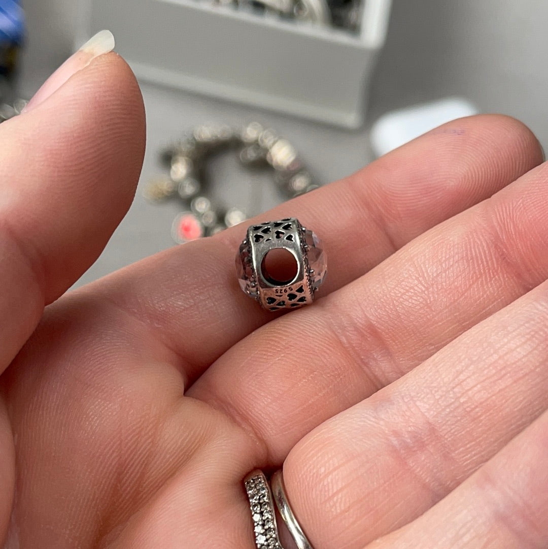 Genuine Pandora Clear Pave Radiant Hearts Pave Large Stone Charm