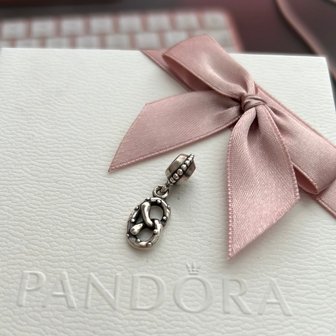 Genuine Pandora Pave Pretzel Food Charm Rare HTF