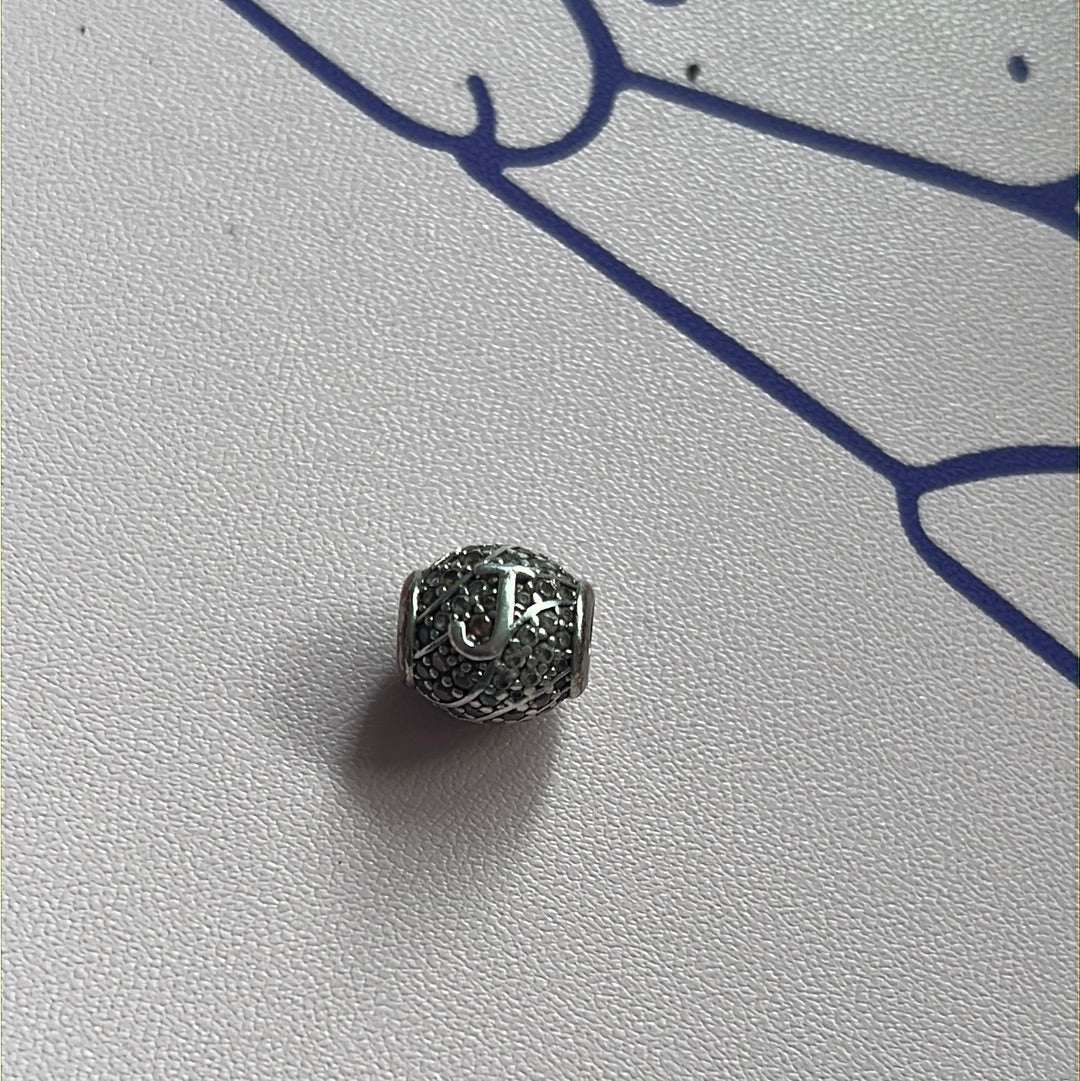 Sterling Silver Pave Letter J charm