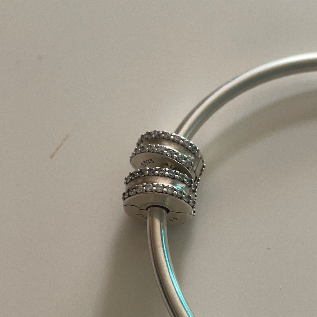 Genuine Pandora Pave Line Clips Pair Of WITH SILICONE