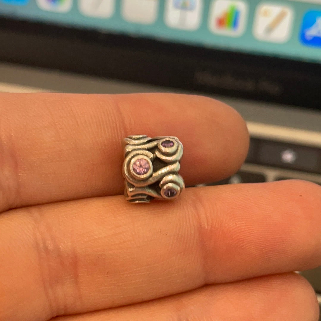 Genuine Pandora Purple Ocean Waves Swirl Bark Abstract Charm