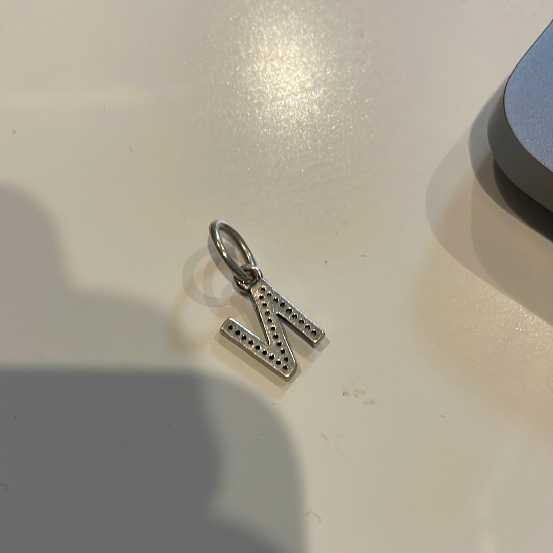Genuine Pandora Pave Dangle Letter N Pave Charm