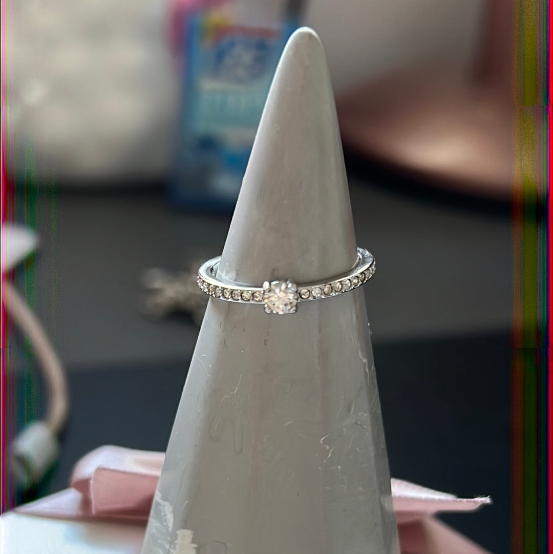 Copy of Unbranded Sterling Silver Pave Square Clear CZ Stone Ring Size 55