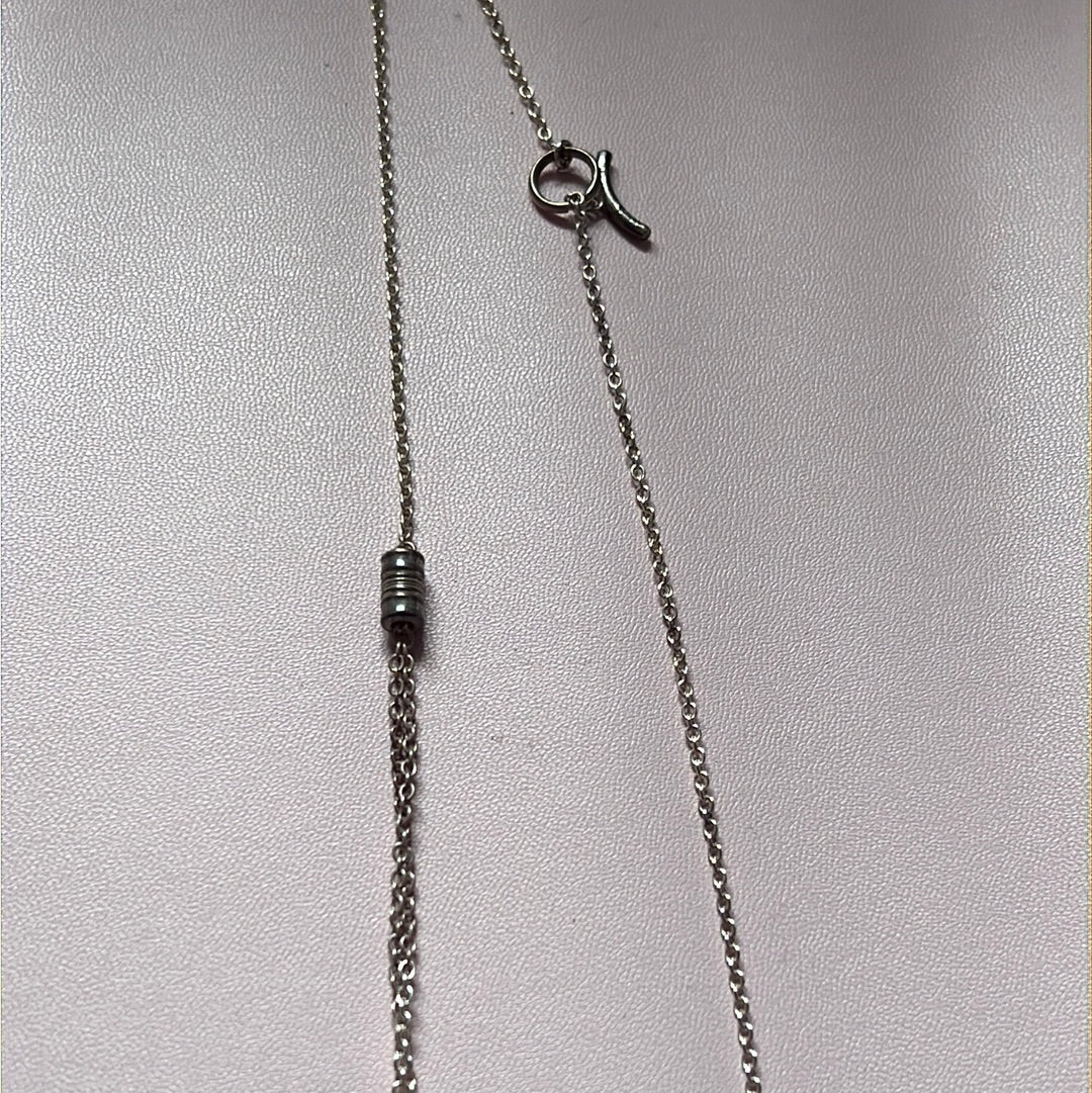 Genuine Links of London Sterling Silver Barrel Two Layer T-Bar Necklace 50cm