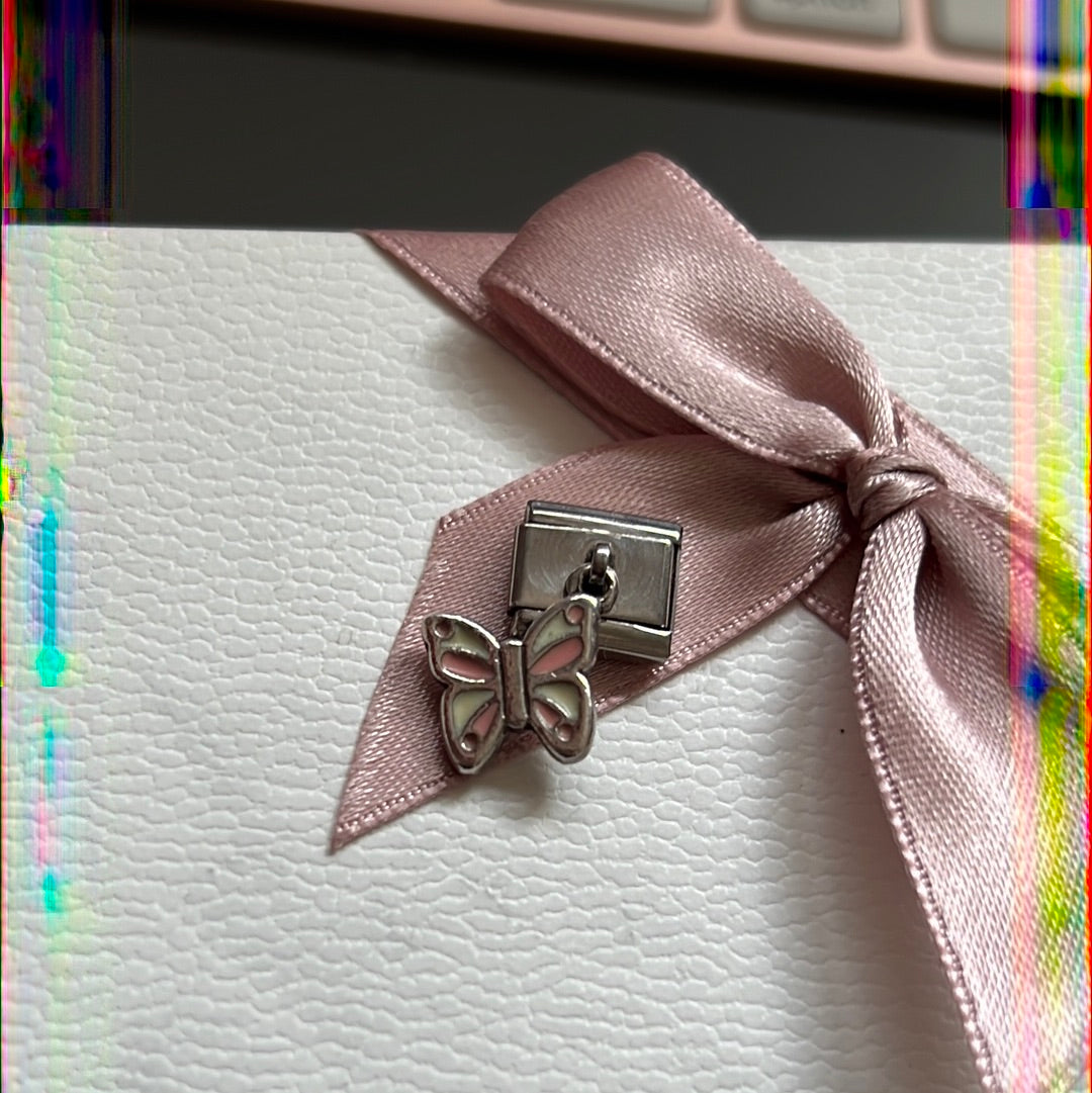 Genuine Nominations Silver Link Charm Dangle Enamel Butterfly
