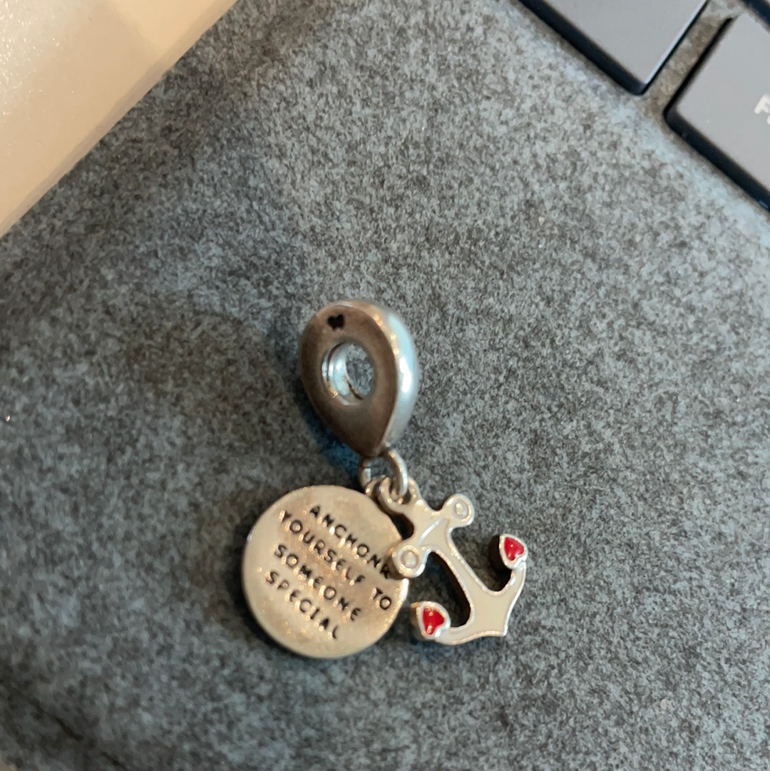 Genuine Pandora Anchor Enamel Double Dangle Charm