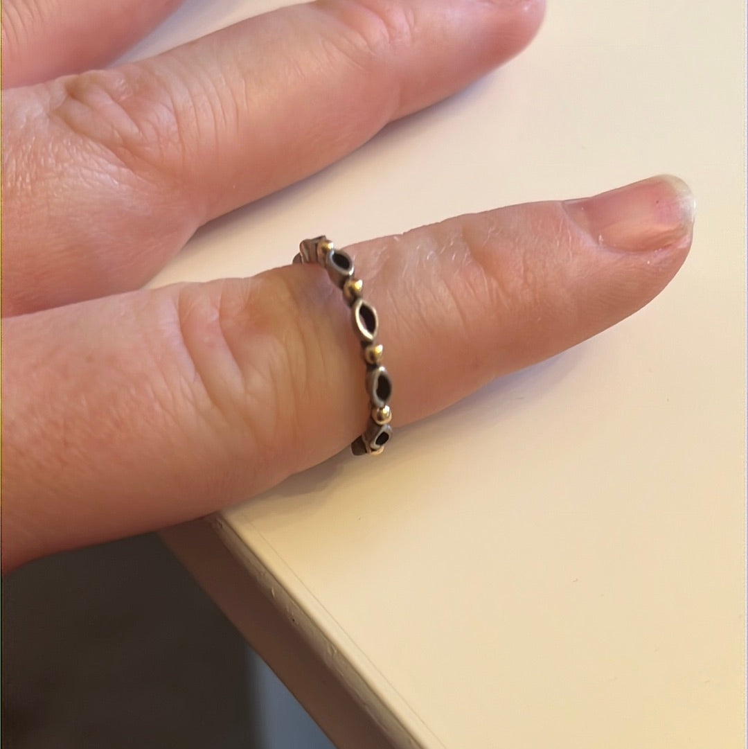 Genuine Pandora Two Tone RARE Gold Dot Oval Openwork Ring Size 56