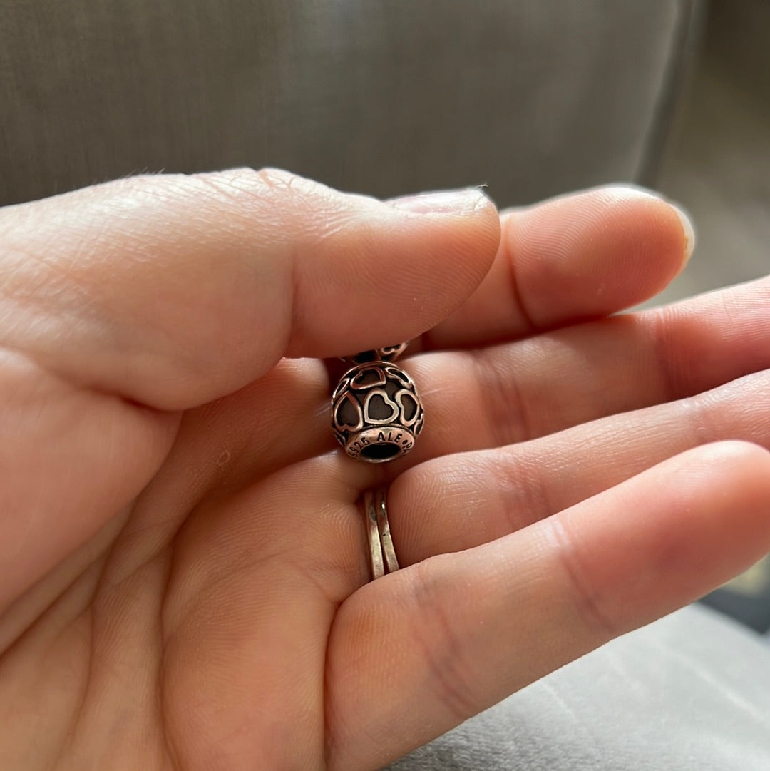 Unbranded Pair of Encased in Love Glass Silver Charm