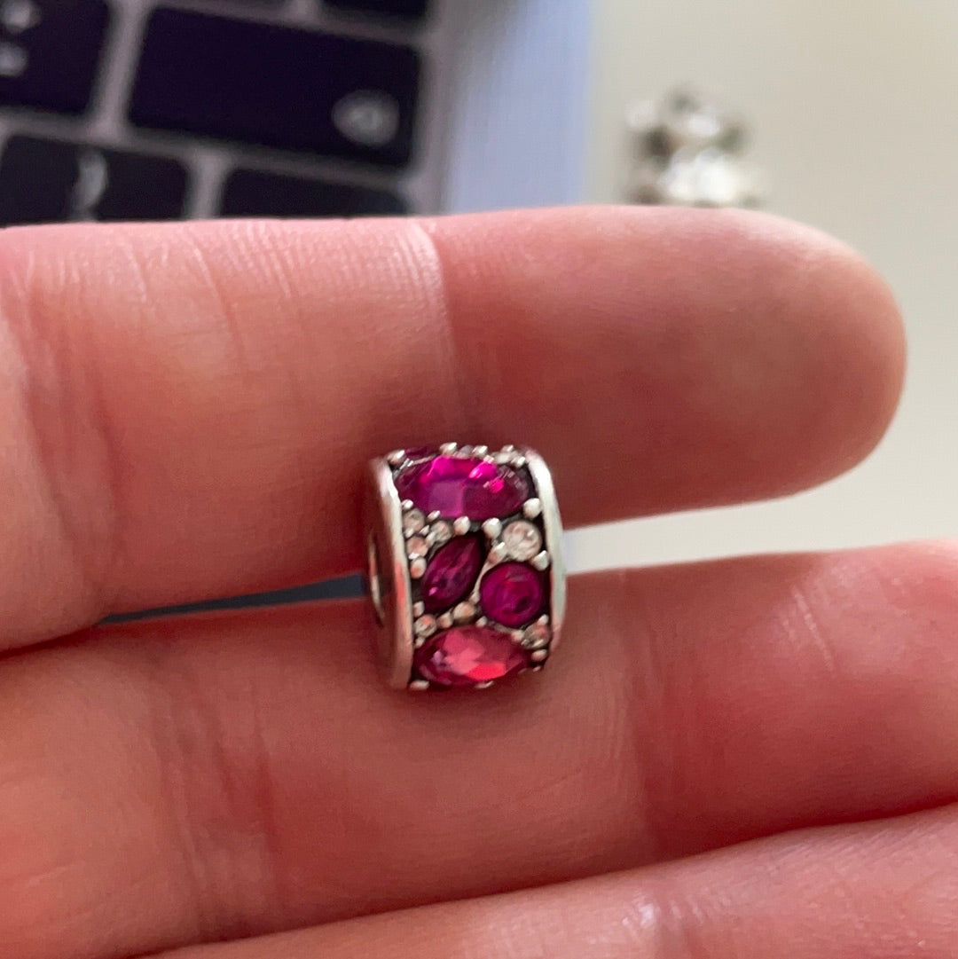 Genuine Chamilia Pink and Clear Large Stone Statement Abstract Charm
