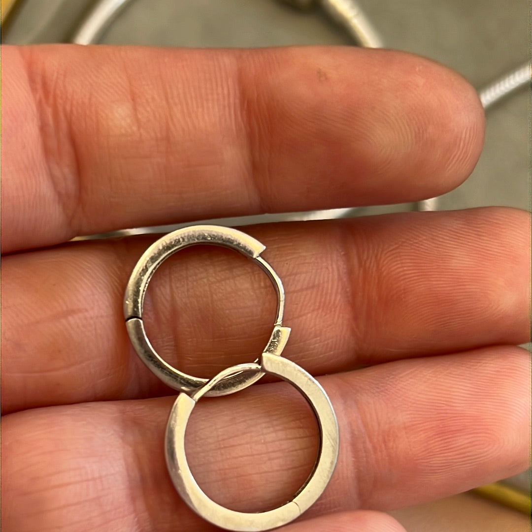 Sterling Silver Pave Hoop Earrings