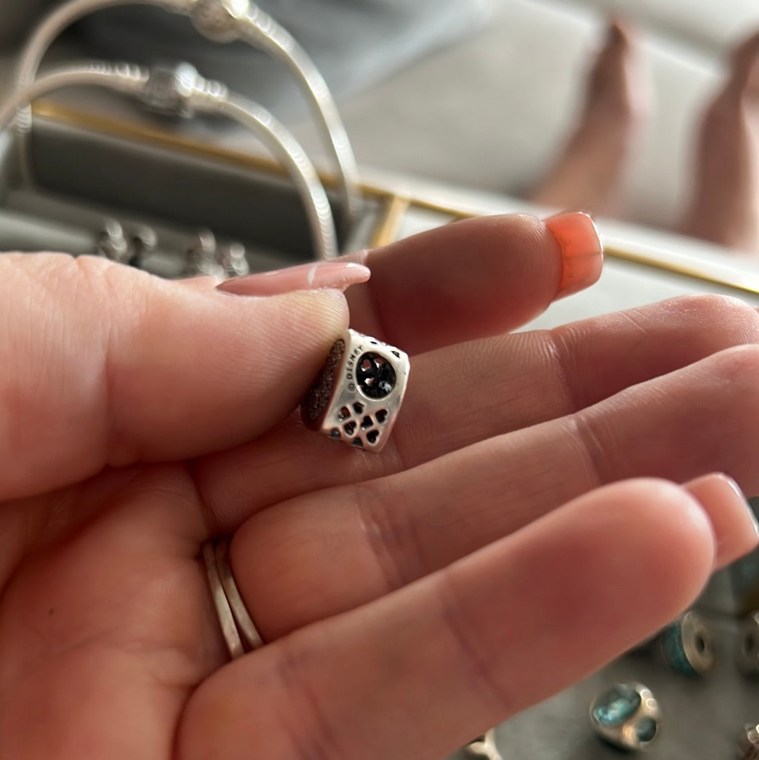 Genuine Pandora Charm Mickey & Minnie Pave Openwork Sides Heart 792049CZ