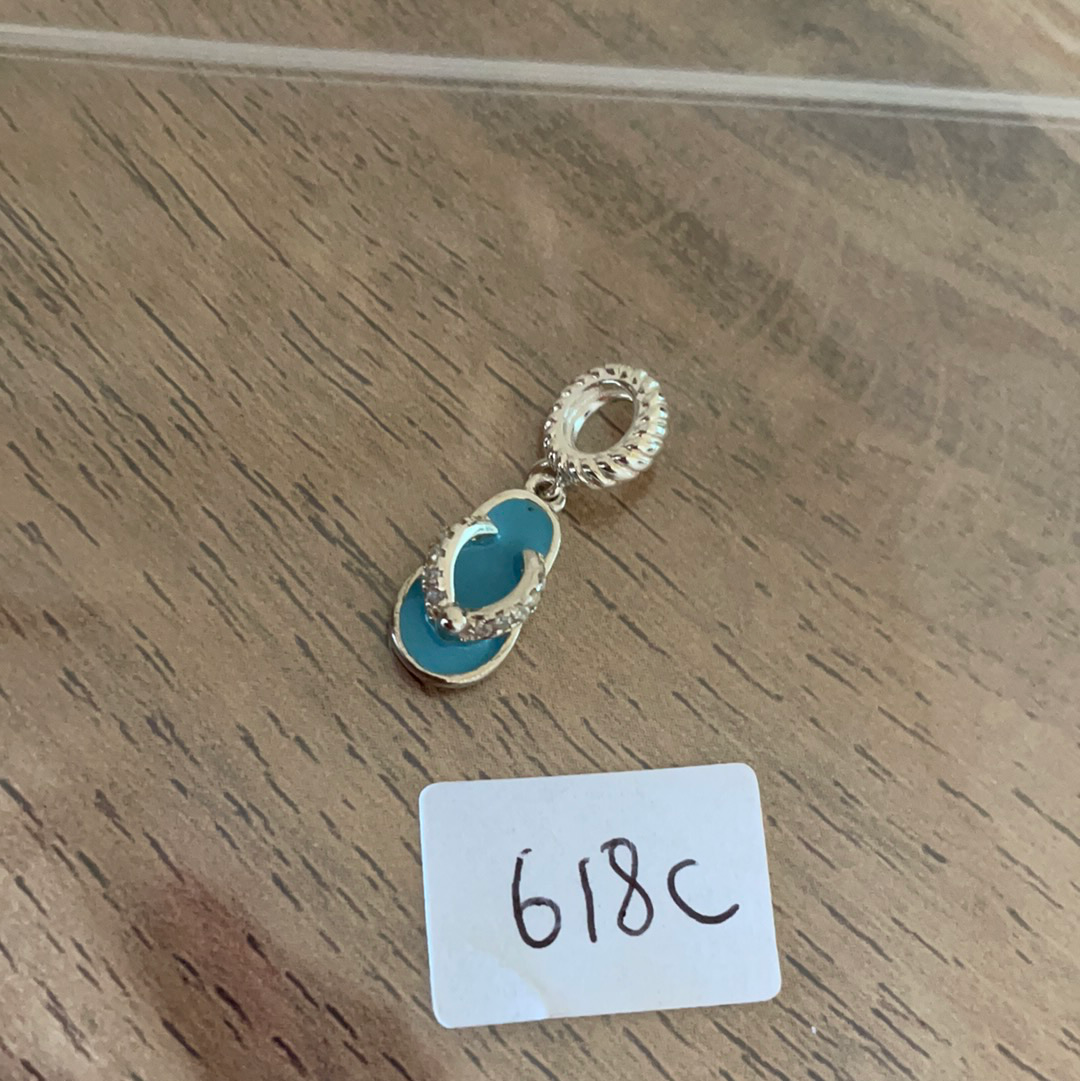 Genuine Chamilia Flip Flop Summer Charm With Blue Enamel and Stones