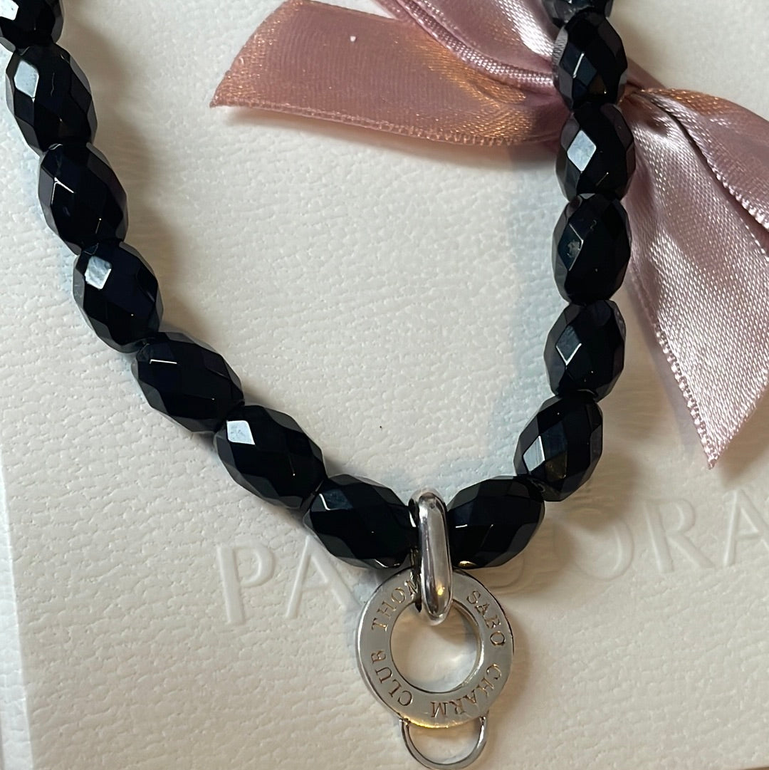 Genuine Thomas Sabo Sterling Silver Charm Clasp Black Onyx Necklace