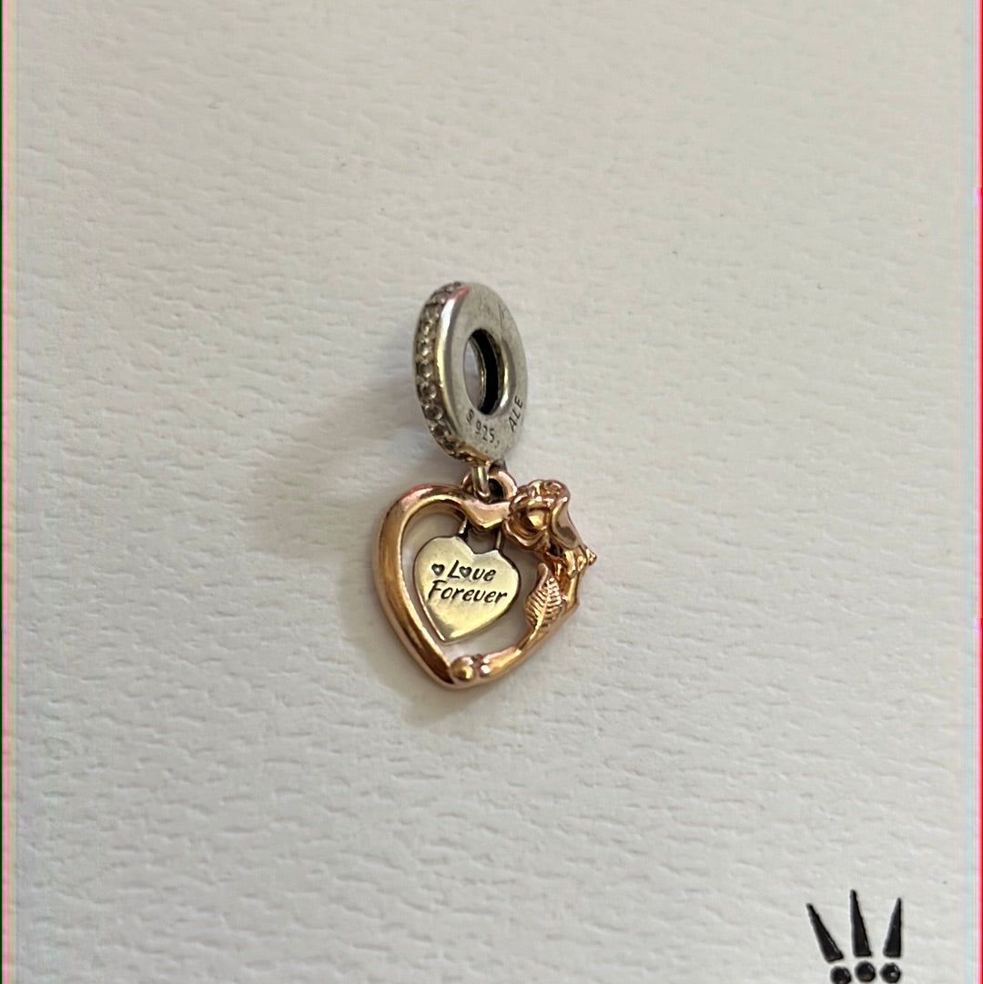Genuine Pandora Rose Gold Rose Love Forever Dangle Charm