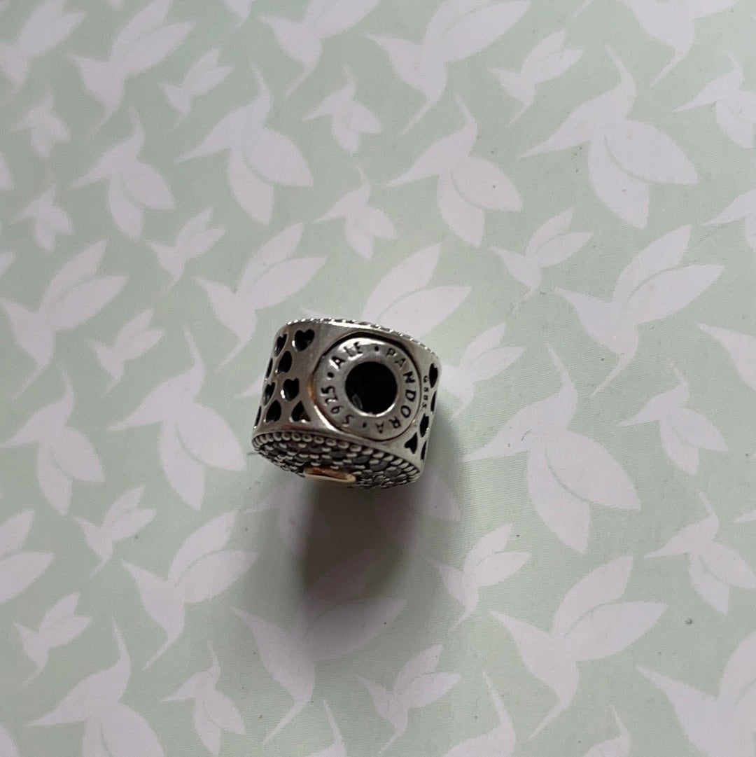 Genuine Pandora Essence Two Tone Heart Pave Affection Charm
