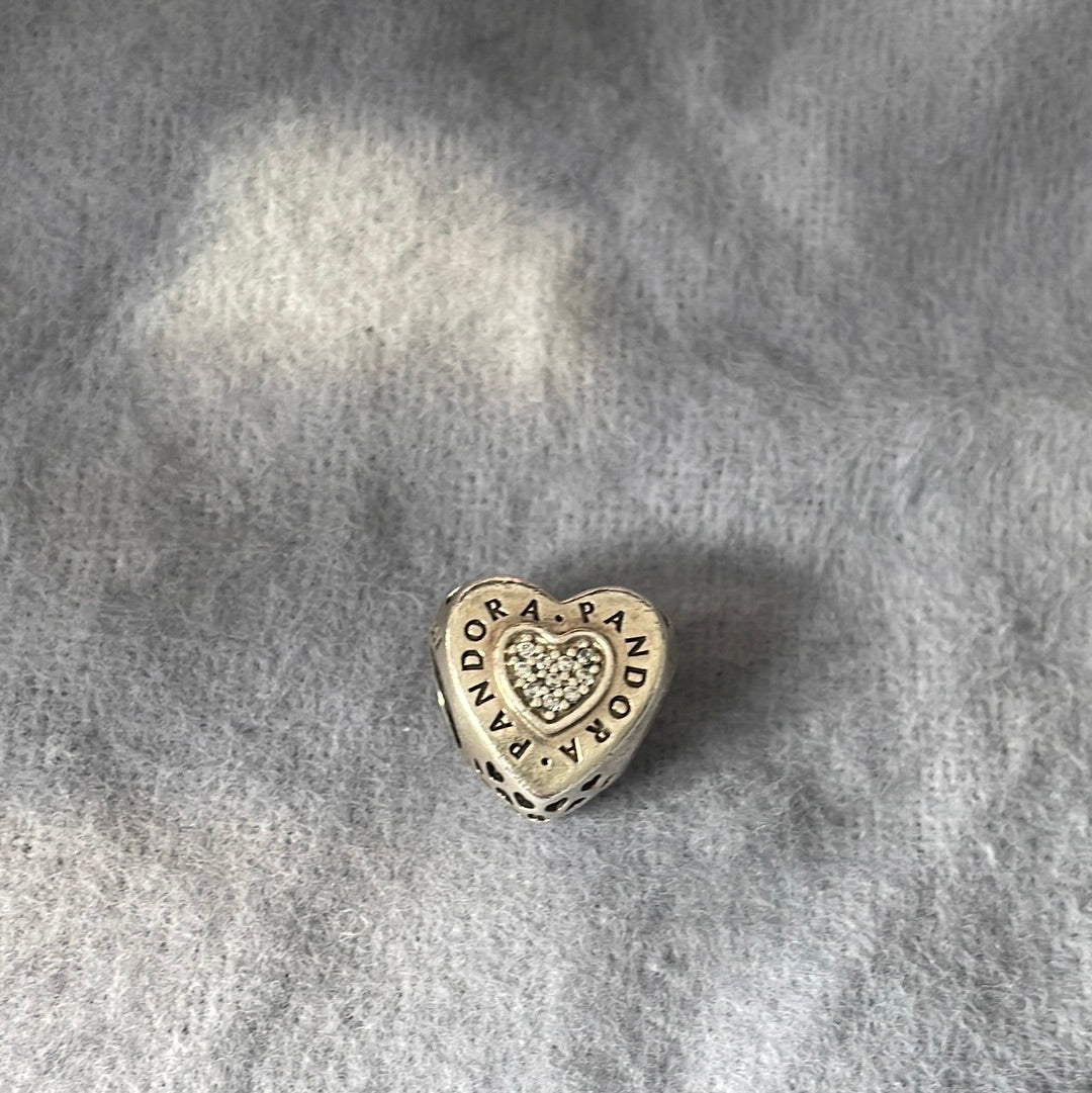 Genuine Pandora Pave Heart Logo Charm
