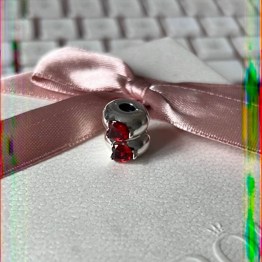 Genuine Pandora Red Heart Solitaire Clip x1
