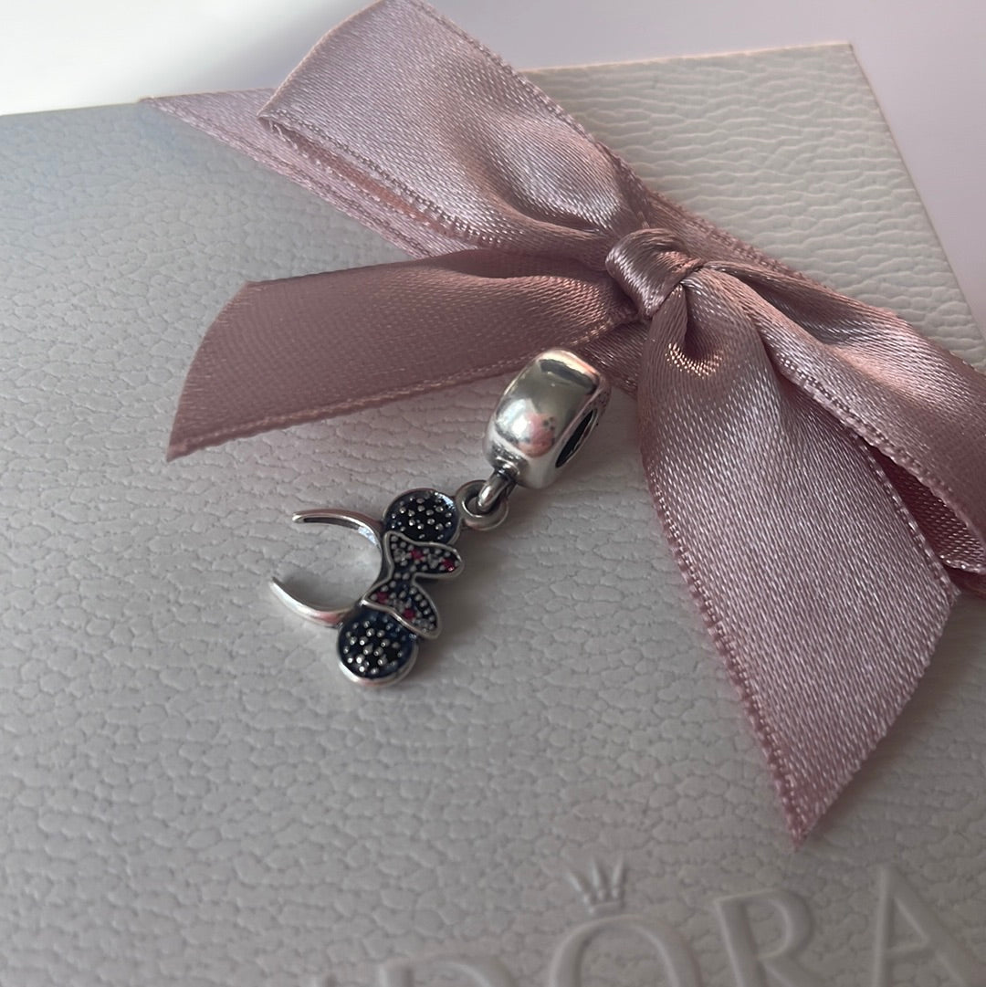 Genuine Pandora Disney Minnie Mouse Pave Ears With Pink Bow