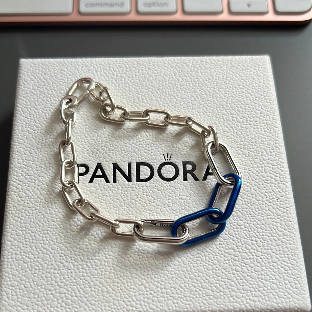 Genuine Pandora Me Essence Blue Enamel Links New Style Link Chain Bracelet Size 17cm