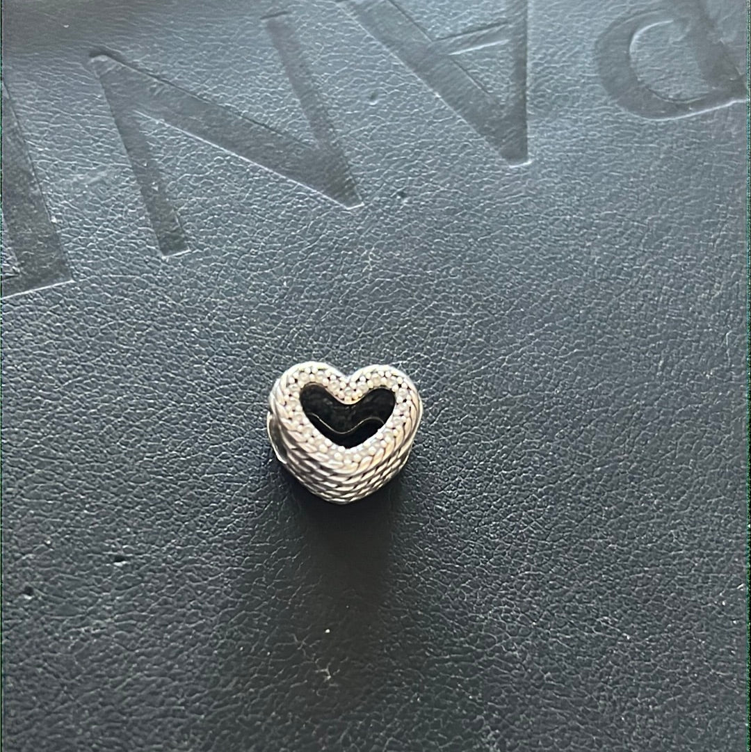 Genuine Pandora Pave Rope Heart Charm