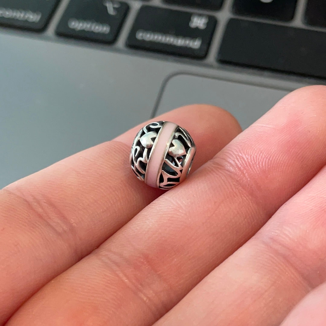 Genuine Pandora I Love You Most Purple Enamel Openwork Charm