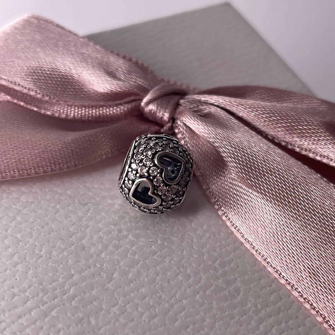 Genuine Pandora Clear Stone Openwork Heart Pave Ball
