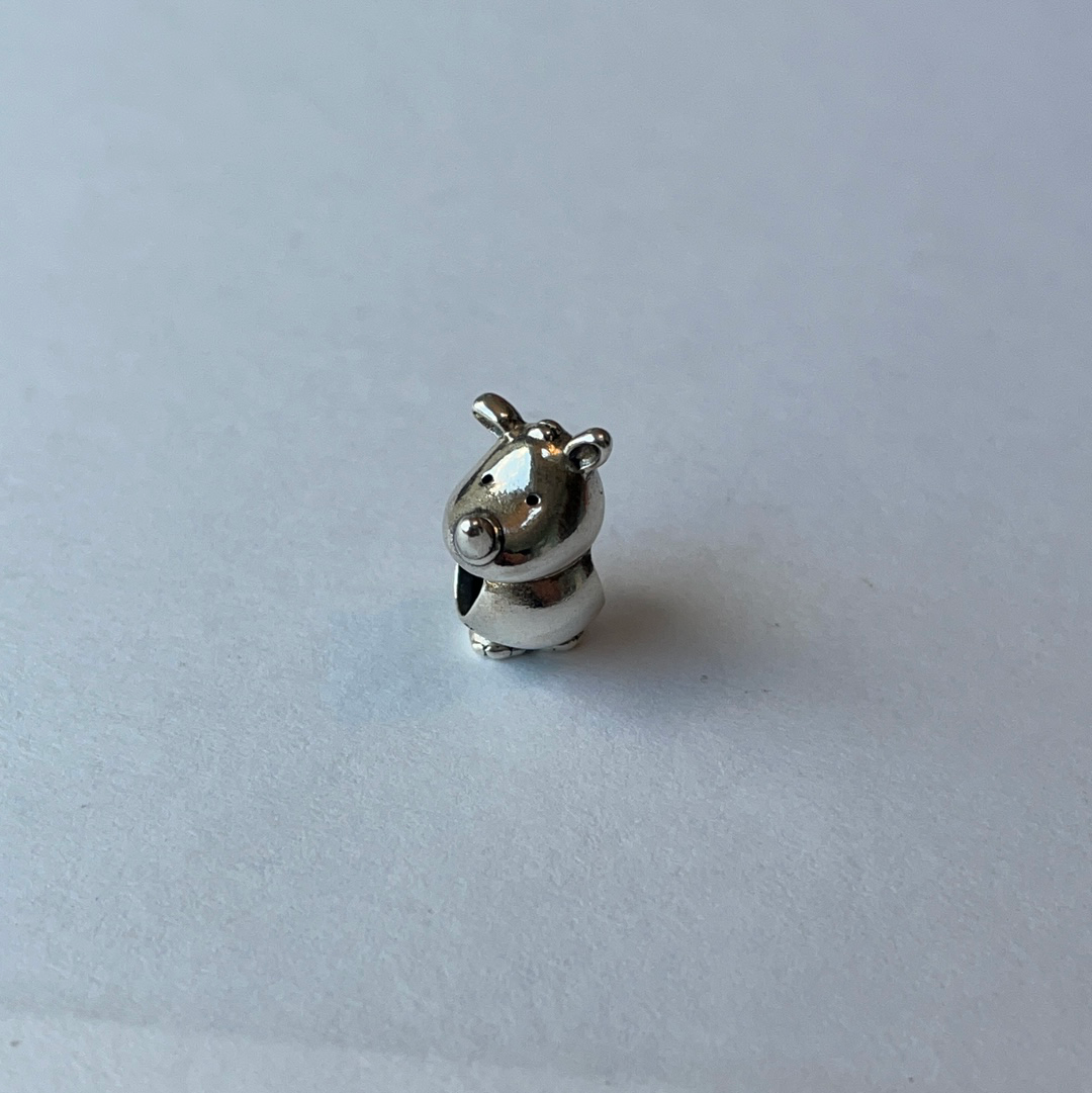 Genuine Pandora Rhino New Animal Charm Holding I Care Heart
