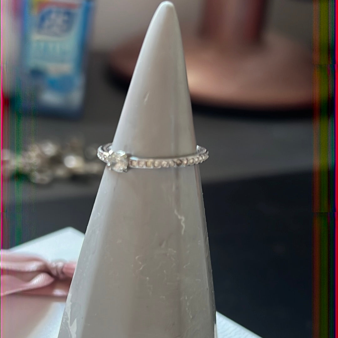 Copy of Unbranded Sterling Silver Pave Square Clear CZ Stone Ring Size 55