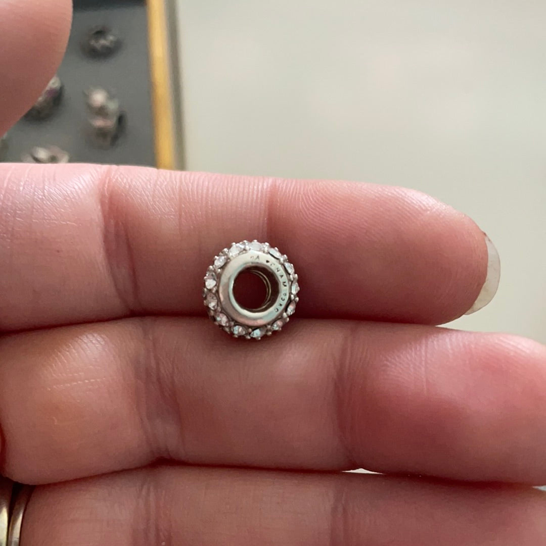 Genuine Chamilia Clear, Silver, and Black Pave Stoned Charm