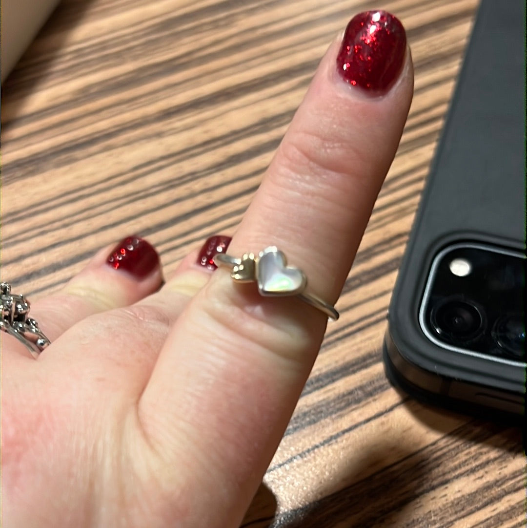 Genuine Pandora 14k Gold Two Tone Pearl Heart Size 54
